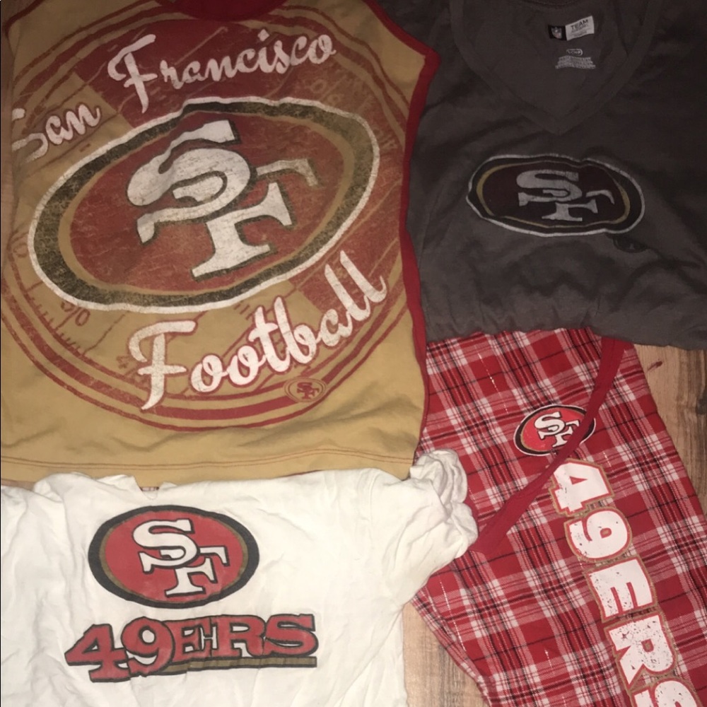 49ers shirts and one pj bottom